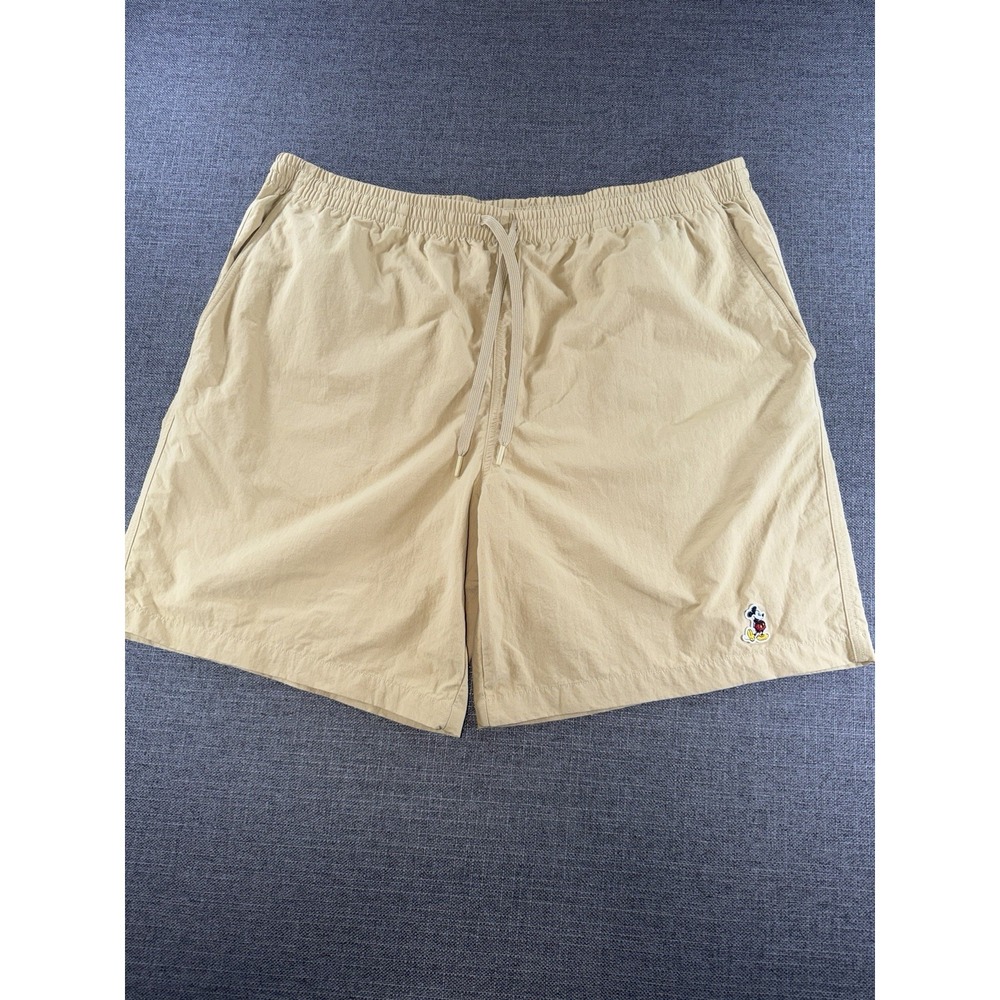 Disney‎ Mickey Mouse Swim Trunks Shorts Beige Drawstring Men's XXL Beach Pool